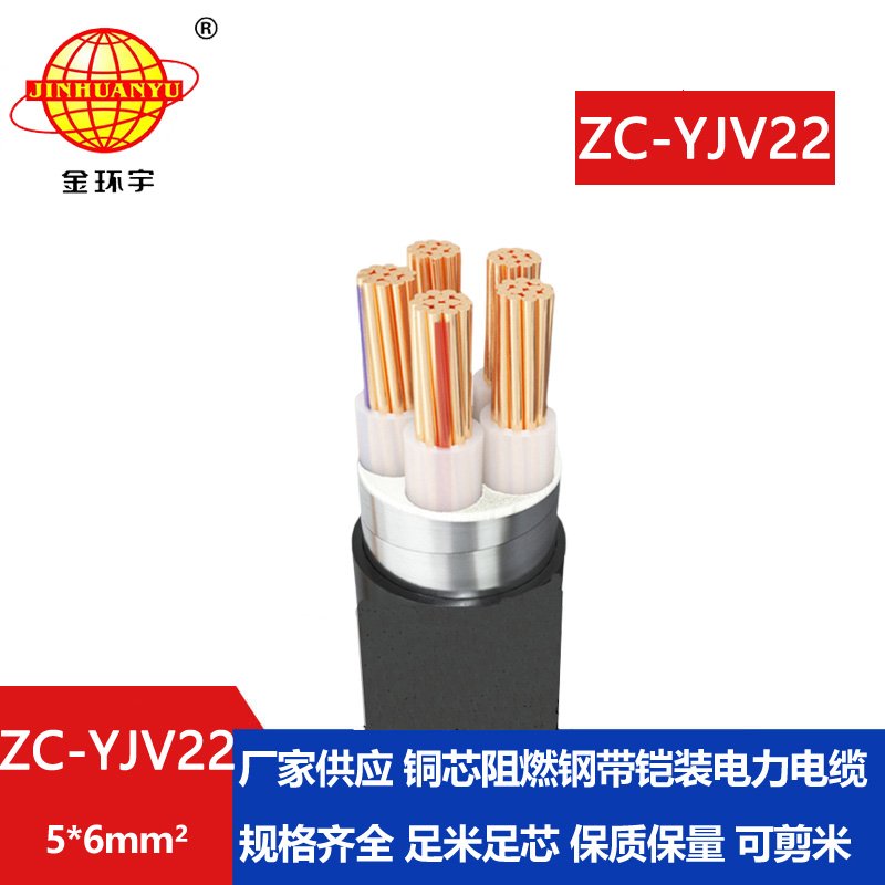 金環(huán)宇 c類(lèi)阻燃電纜ZC-YJV22 5X6平方 yjv22銅芯電纜